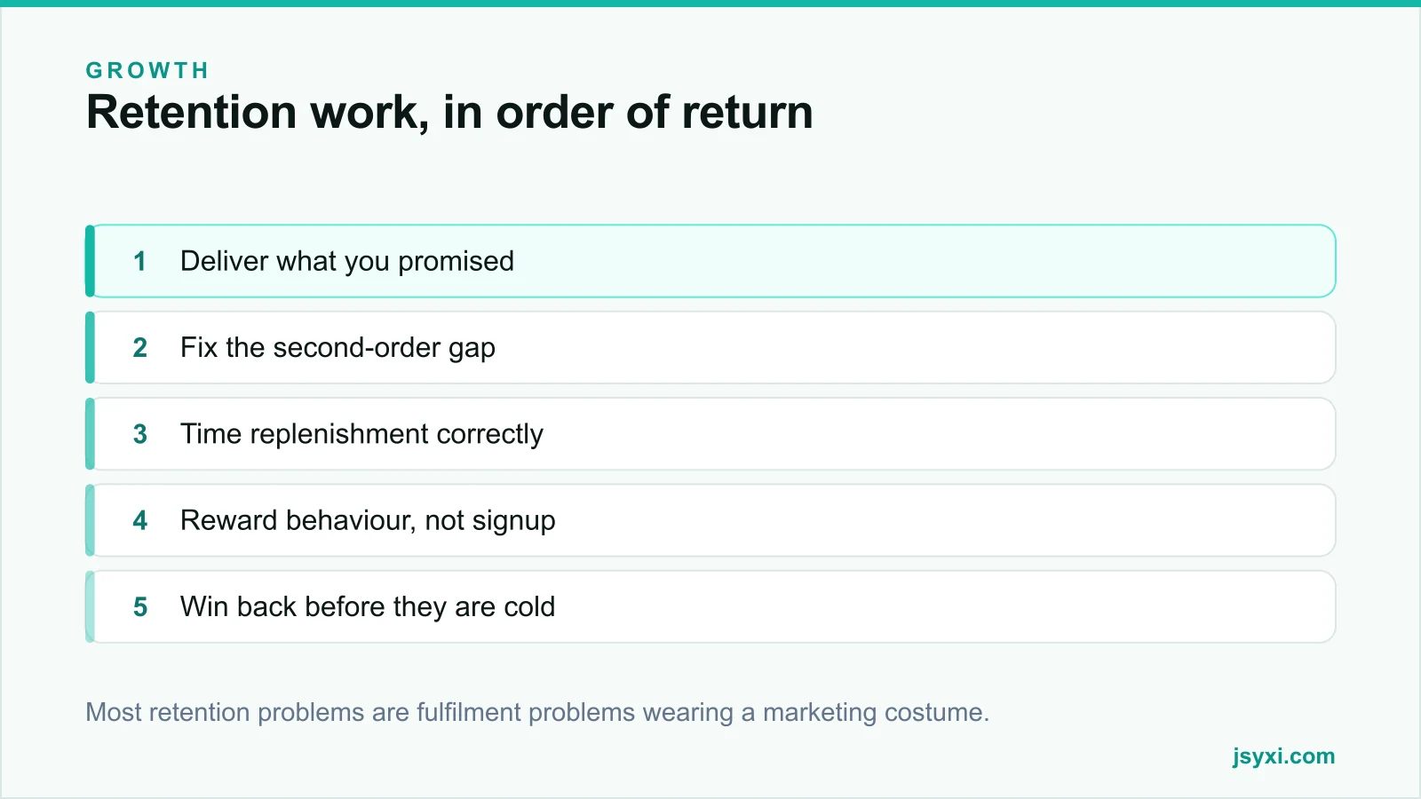 Priority stack showing retention work in order of return