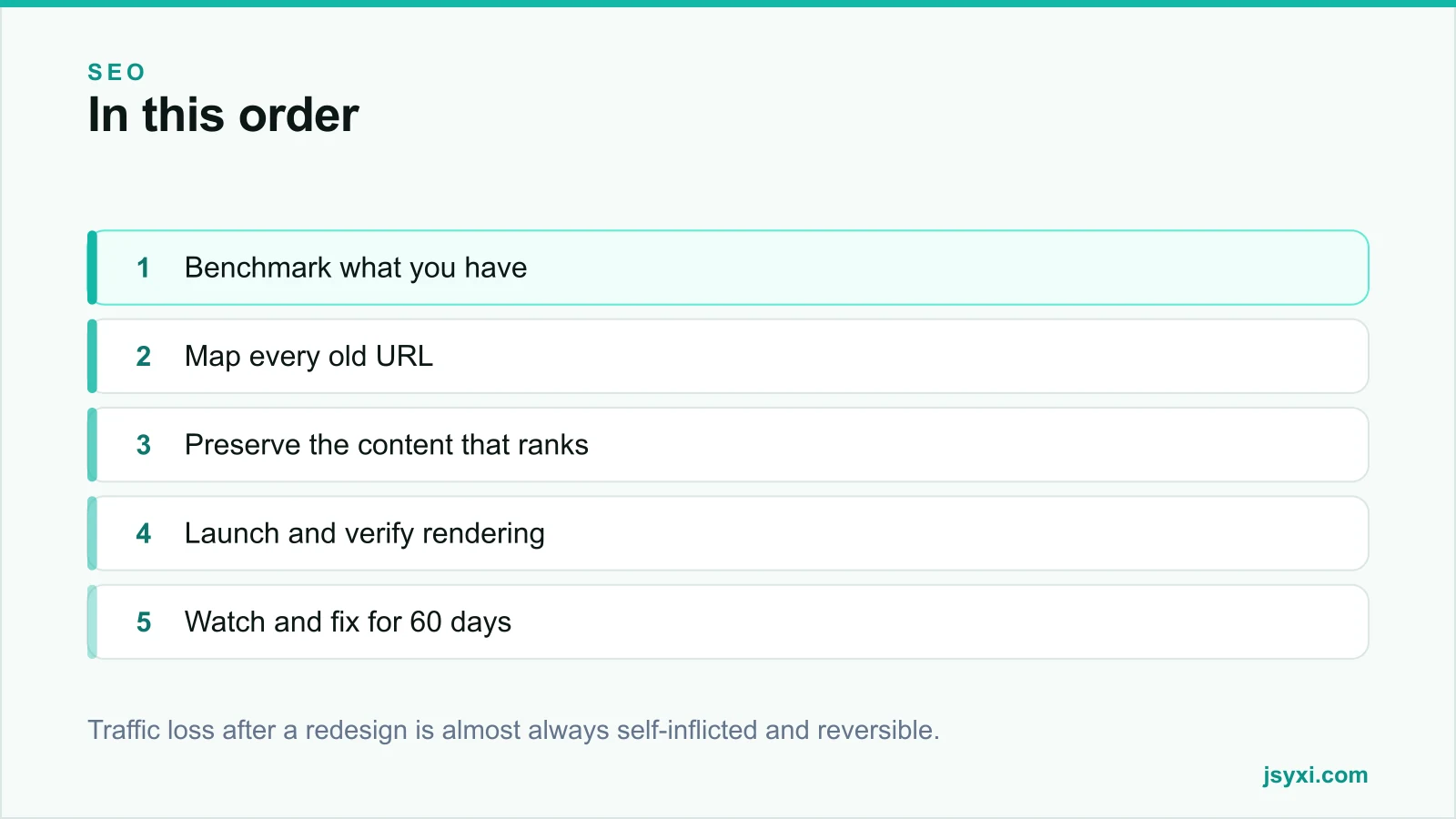 Priority stack showing the order of work in a safe redesign